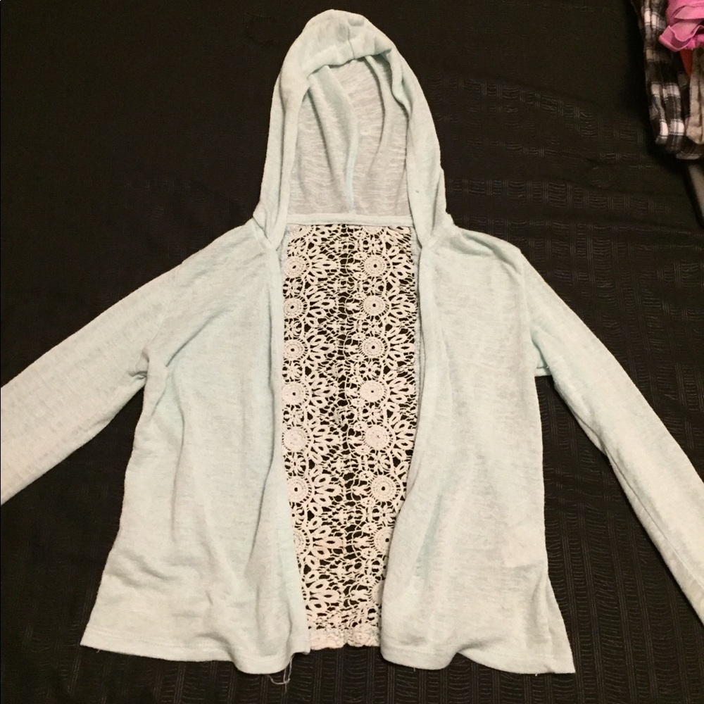 Light blue cover up open jacket